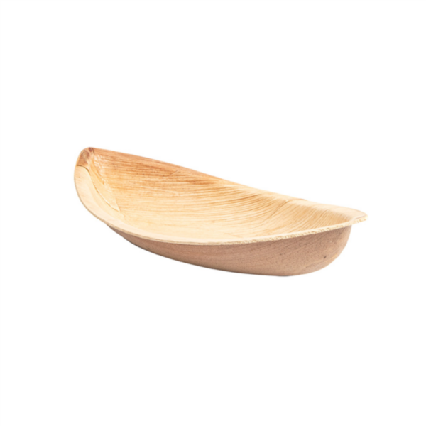 Barquette pirogue 21x11x4 cm en feuille de palmier