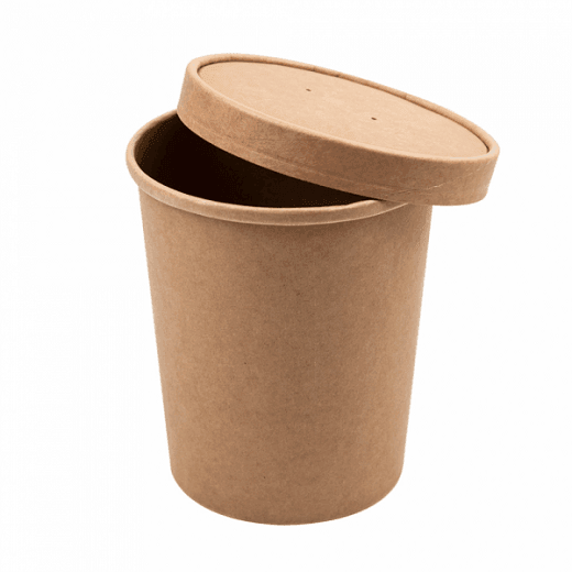 PSA brun avec couvercle Pot à soupe kraft brun