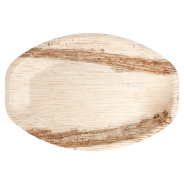Assiettes ovales 33.7x23x2 cm en feuille de palmier