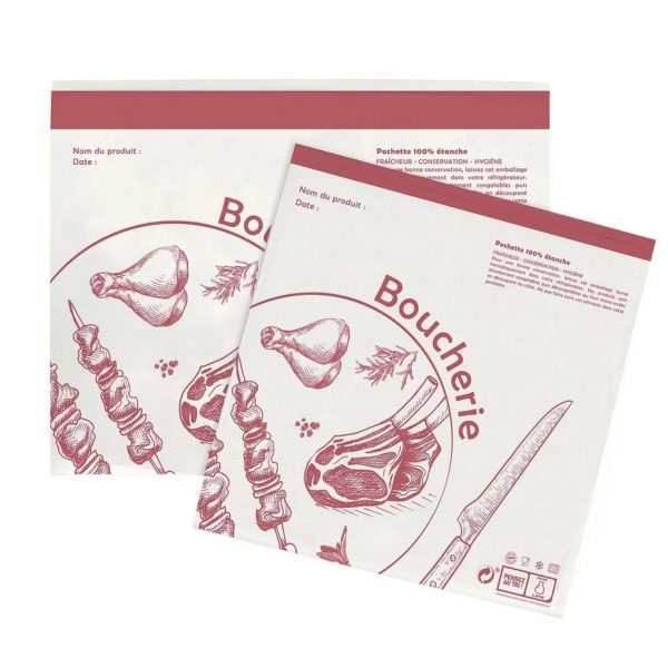 Pochettes papier Boucherie avec fermeture adhésive