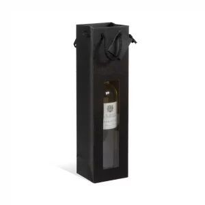 sac kraft 1 bouteille à fenetre noir Sac bouteille 1, 2 & 3 fenêtres luxe chic nature noir