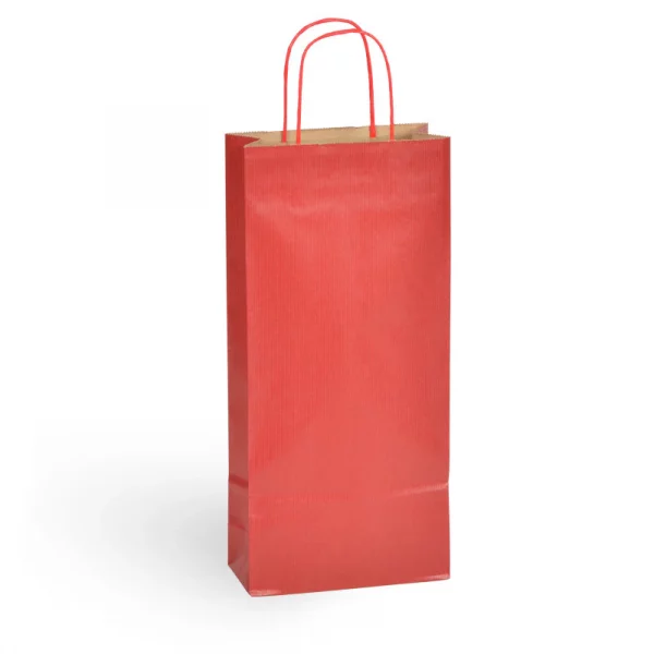 Cabas 1 & 2 bouteilles kraft rouge