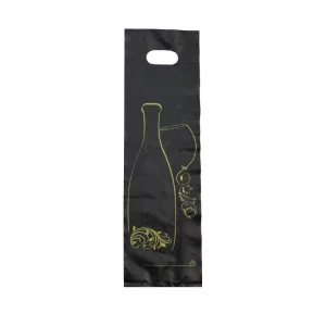 sac plastique 1 bouteille noir décoré Sac plastique PDS 1 & 2 bouteilles noir